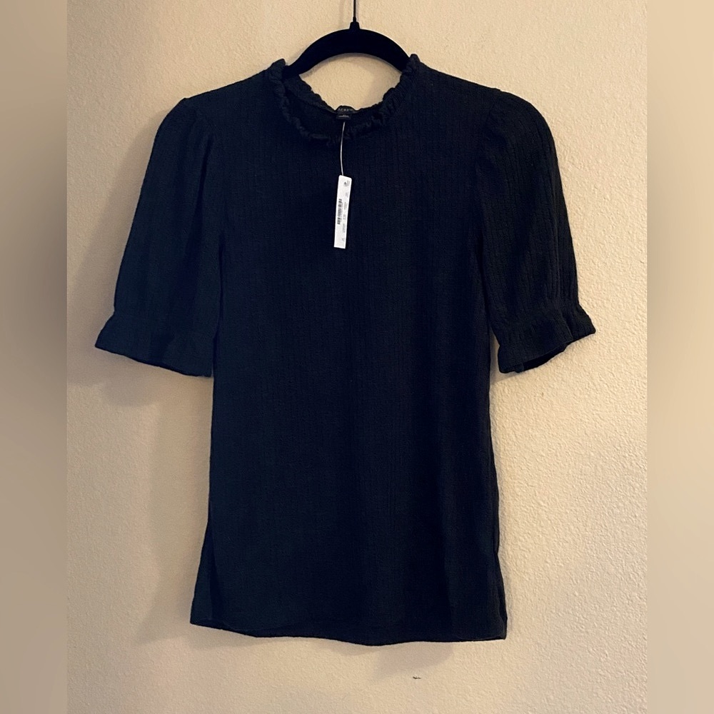J Crew Puff sleeve pointelle short sleeve top